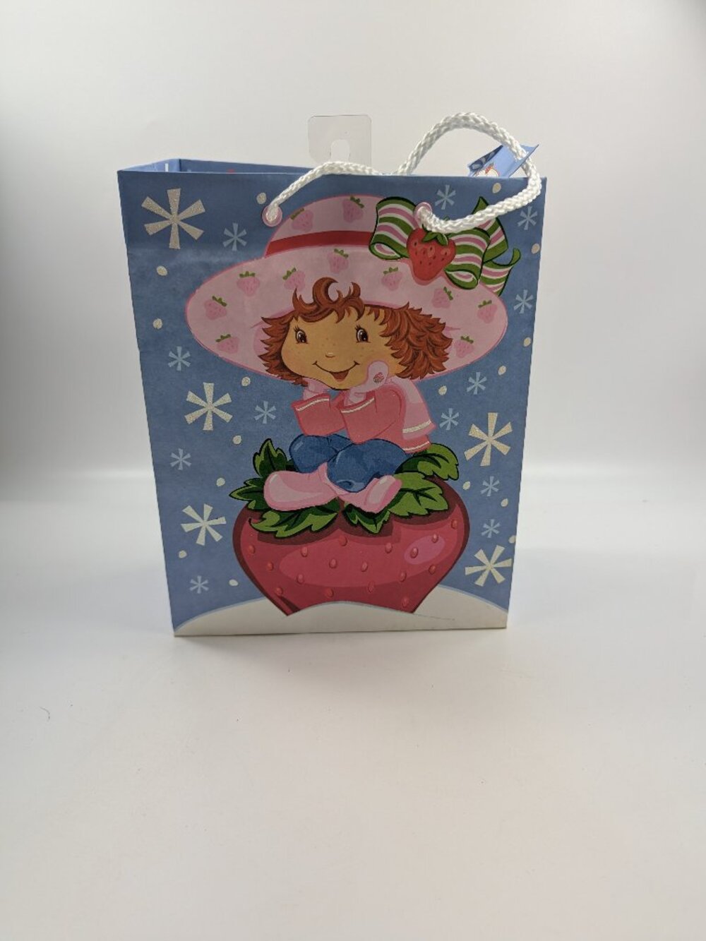 Strawberry Shortcake Winter Gift Bag Y2K Reusable Glitter Detail 8"x9"